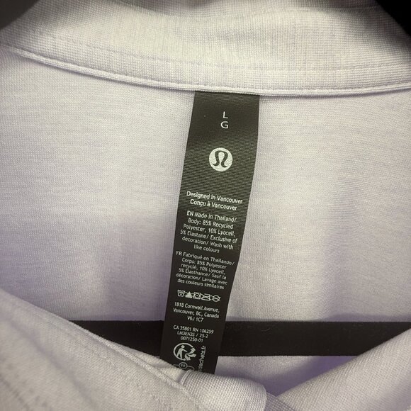 Lululemon Evolution Polo Short Sleeve NWT Lavender size Large Athletic Preppy - Picture 9 of 13